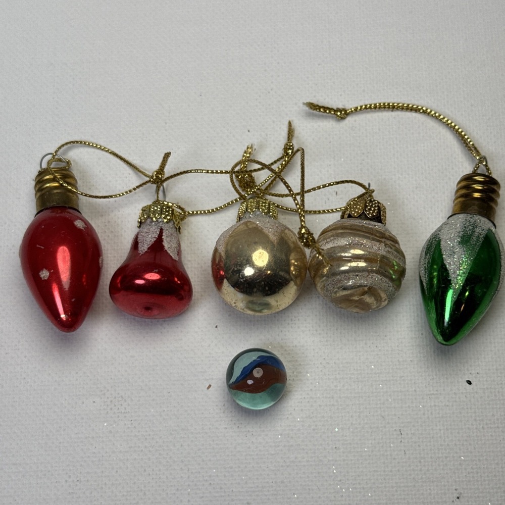 Vintage Miniature Glass Christmas Ornaments Made in West Germany Lot of 5‎ Multi